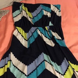 Strapless chevron maxi dress